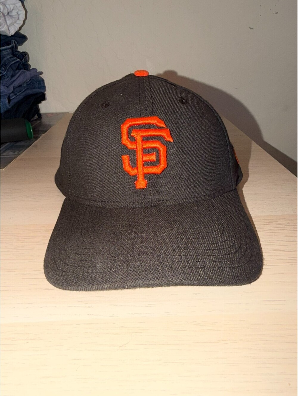 New Era 39THIRTY San Francisco Giants Hat Mens Small-Medium Black Orange Stretch